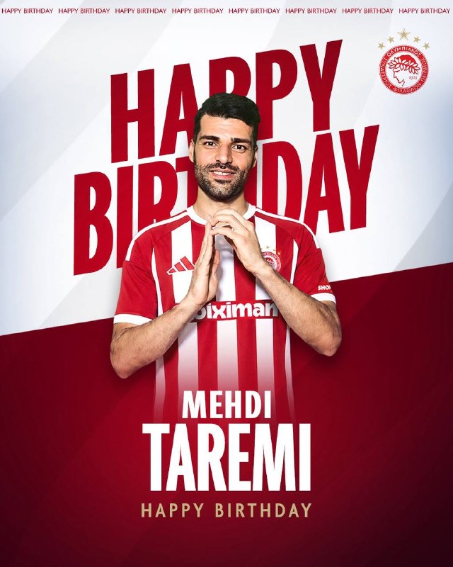 Olympiacos Club Congratulates Mehdi Taremi on His 34th Birthday