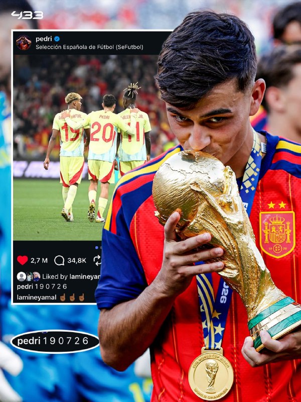 Pedri, Barcelona player, posted a photo with the caption "19/07/26" over a year ago
