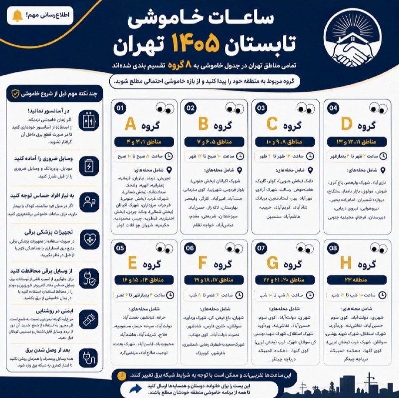 Tehran Blackout Schedule for Various Areas Denied