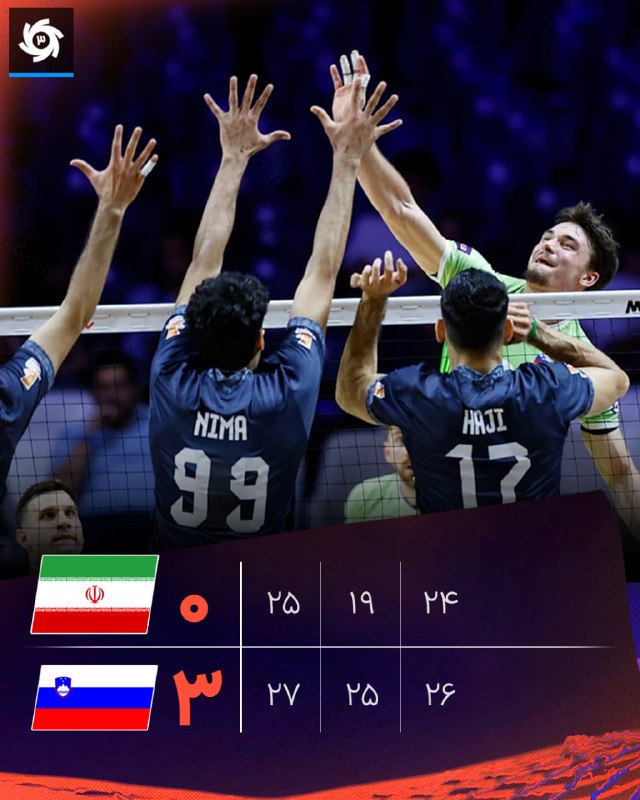 Iran National Team Lineup Against Slovenia; End of First Set: Iran 0 - Slovenia 1