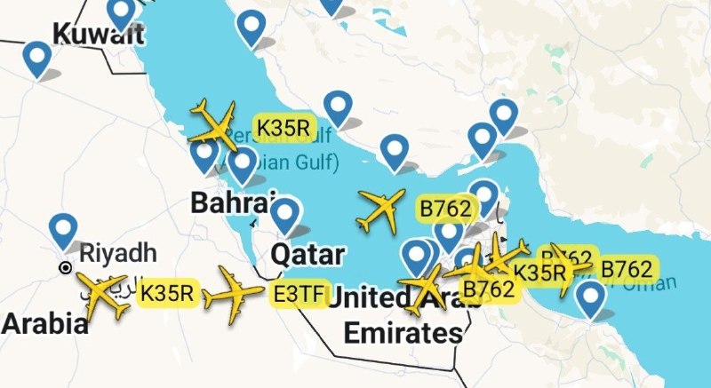 Six tanker aircraft and one airborne warning aircraft conducting operations in region