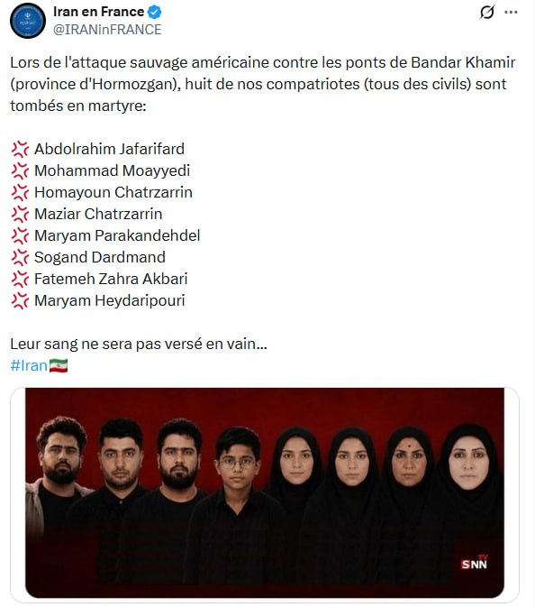 Iranian Embassy in Paris: The Blood of Our Martyrs Will Not Be Vain