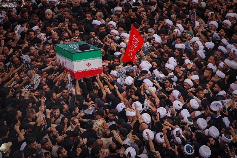 پیکر آیتالله علی خامنهای در صحن حرم امیرالمؤمنین(ع) طواف شد