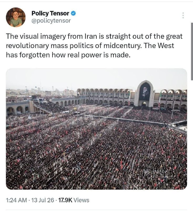 تحلیلگر ژئوپلیتیک آمریکایی: تصاویر ایران یادآور سیاستهای انقلابی اواسط قرن بیستم است