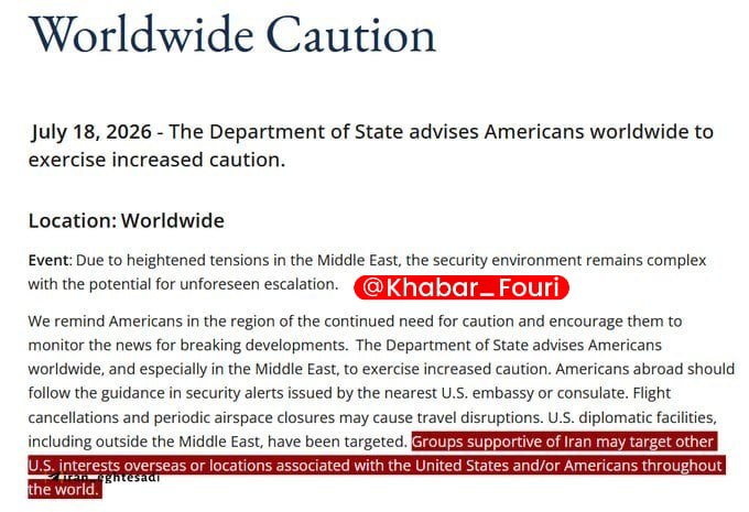US Department of State Issues Global Alert