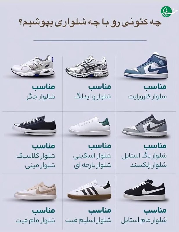 هر کتونی مناسب چه مدل شلواریه؟