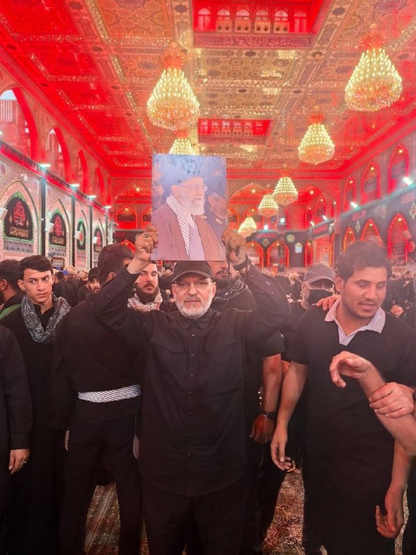 Haj Abu Alaa al-Walai, Secretary-General of Kata'ib Sayyid al-Shuhada, Awaits Ayatollah Ali Khamenei's Body in Imam Hussein Shrine