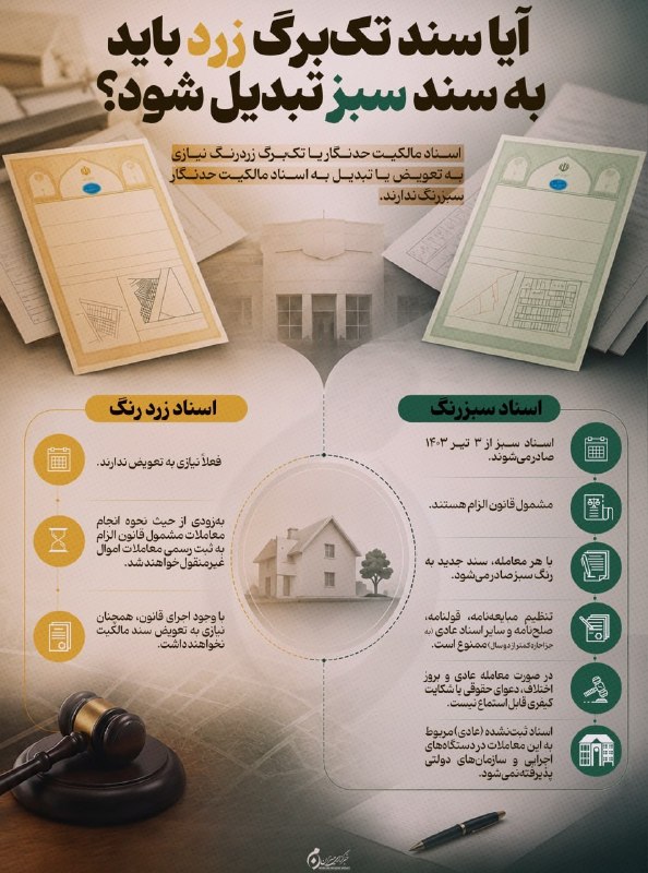 آیا سند تکبرگ زرد باید به سند سبز تبدیل شود؟