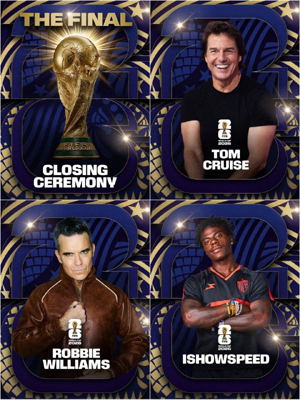 FIFA announced Tom Cruise and Robbie Williams' presence at the closing ceremony