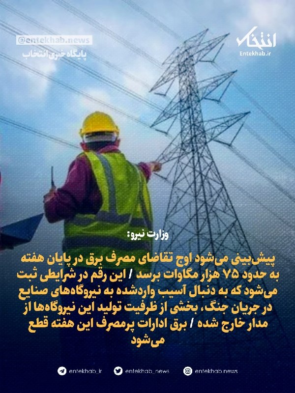 Ministry of Energy: Peak Electricity Demand Expected to Reach 75,000 Megawatts by Weekend