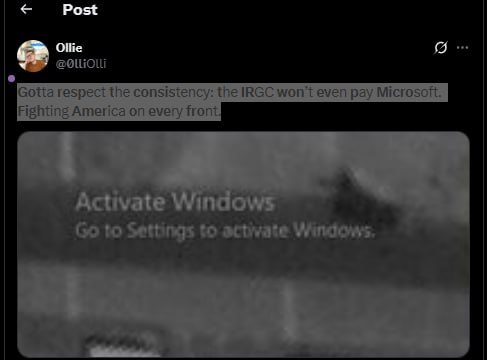 Foreign users' sarcasm about inactive Windows in Cyber-Electronic Command screenshot