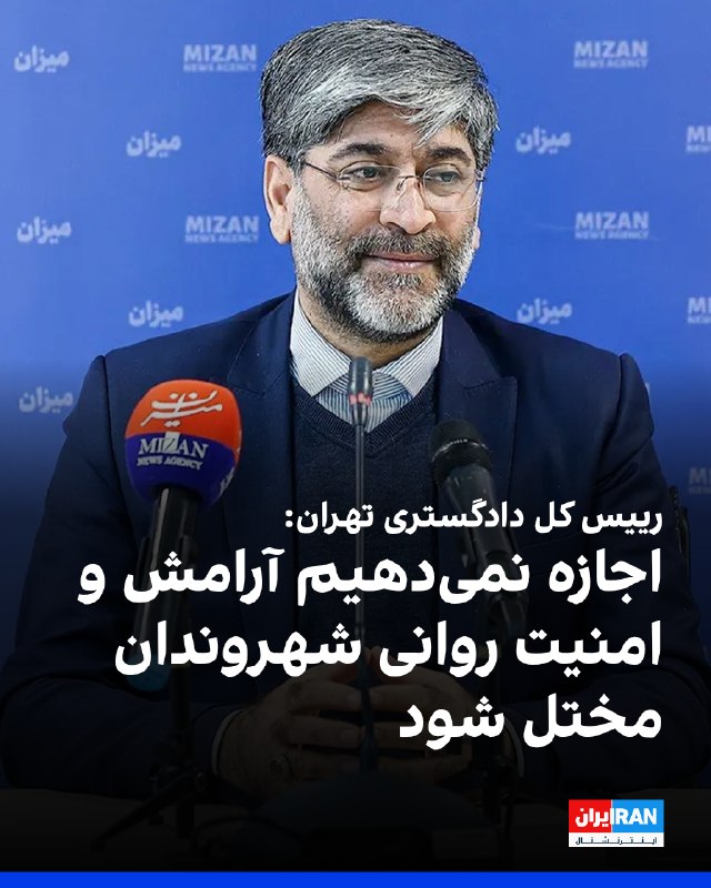 رئیس کل دادگستری تهران: اجازه نخواهیم داد آرامش و امنیت روانی شهروندان مختل شود