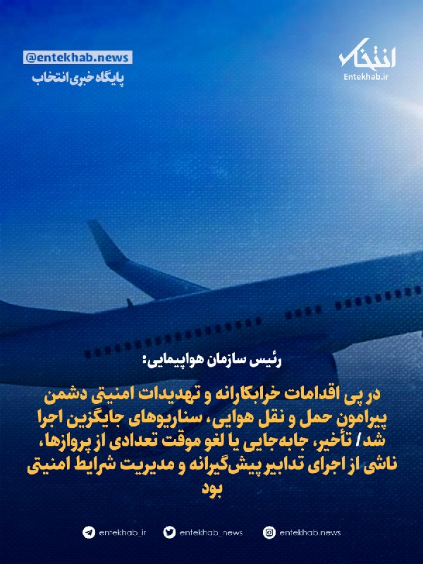 Head of Aviation Organization: Sabotage and Security Threats Occurred Regarding Air Transport