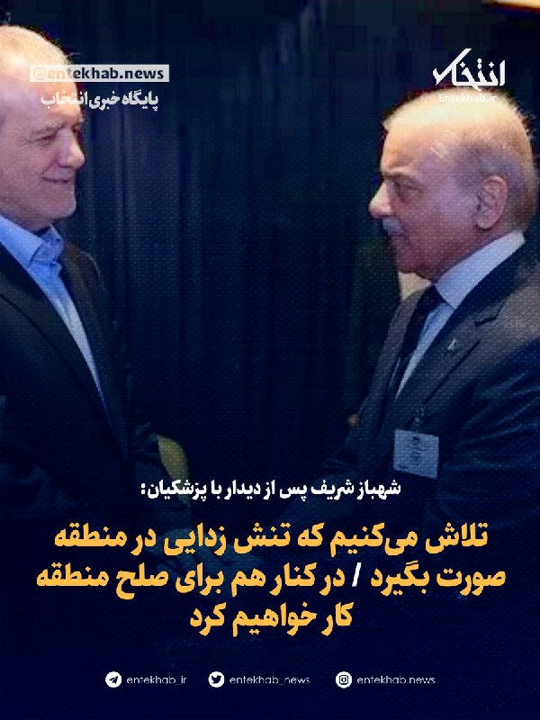 شهباز شریف پس از دیدار با پزشکیان: تلاش میکنیم که تنش زدایی در منطقه صورت بگیرد / در کنار هم برای صلح منطقه کار خواهیم کرد
