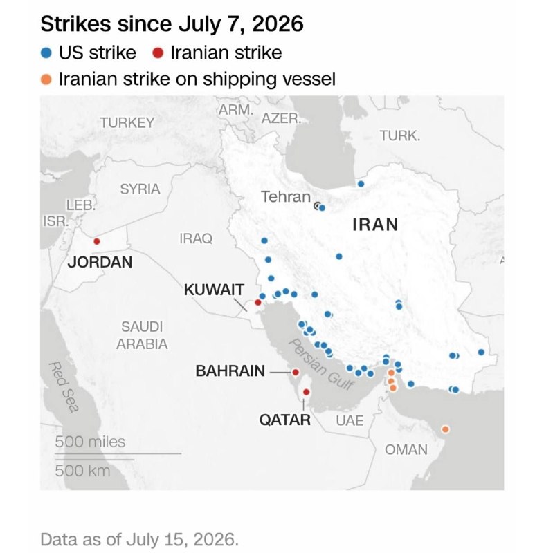 Map of last night's US attacks on Iran released