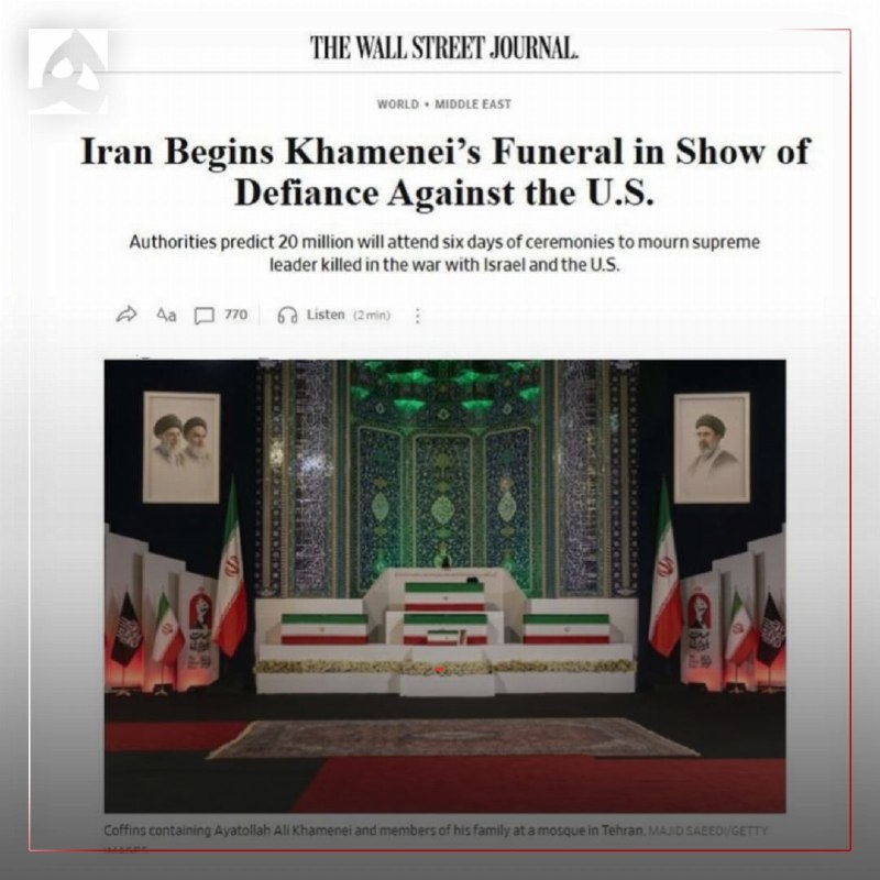 New York Times: Scale of Ayatollah Ali Khamenei's Funeral Procession Unprecedented in World History