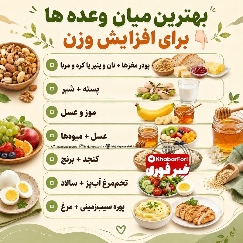 بهترین میان وعده ها برای افزایش وزن