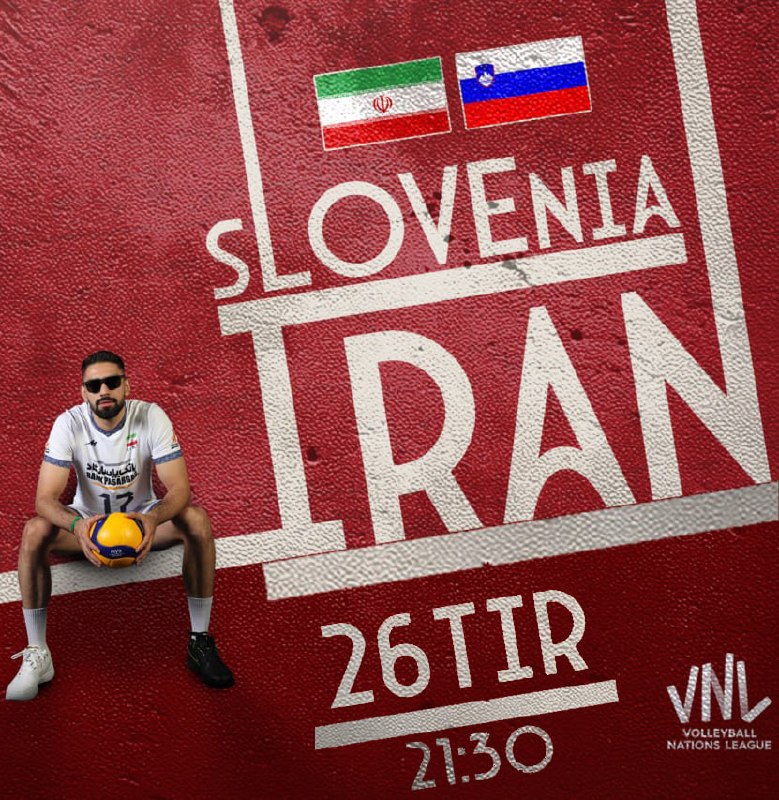 Iran team poster for match against Slovenia
