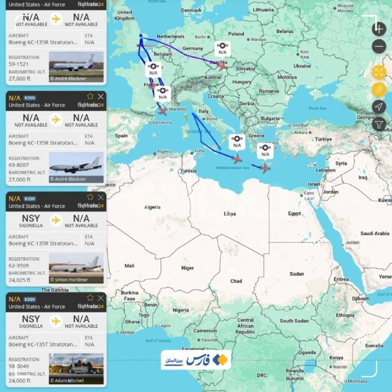 Deployment of American fighter jets and military aircraft in West Asian bases