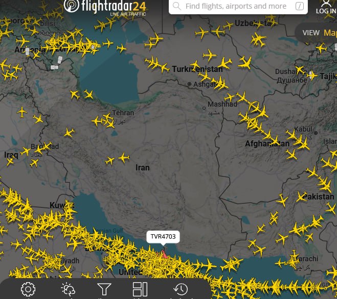 Iran's airspace is in flight status